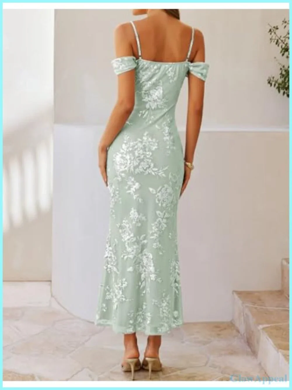 Sleeveless Bodycon Maxi Dress with Spaghetti Strap Floral Print for Wedding